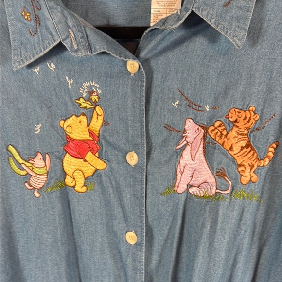 The Disney Store Make A Wish Embroidered Winnie the Pooh Button Down Shirt XXL - Picture 1 of 9
